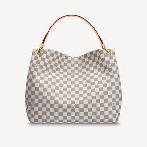 Louis Vuitton Graceful MM Damier Azur Canvas Hobo Bag With Beige Lining